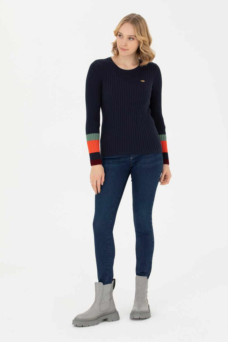 Kadın Lacivert Bisiklet Yaka Kazak - 50277306001