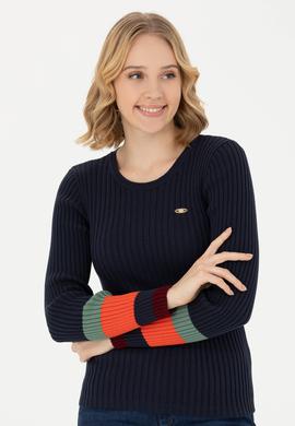 Kadın Lacivert Bisiklet Yaka Kazak - 50277306001