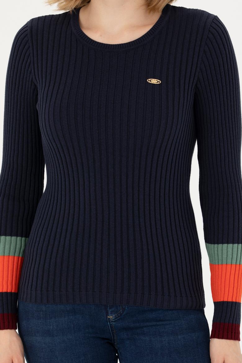 Kadın Lacivert Bisiklet Yaka Kazak - 50277306001