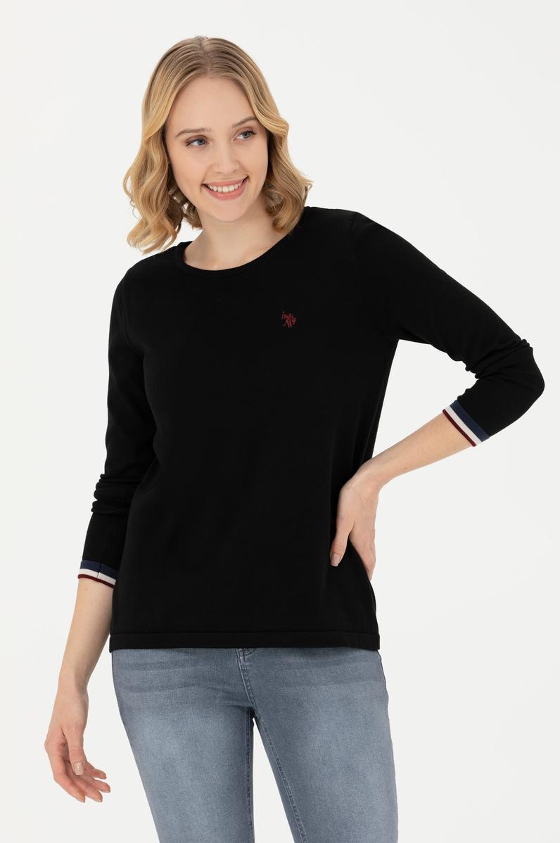 Kadın Siyah Bisiklet Yaka Kazak