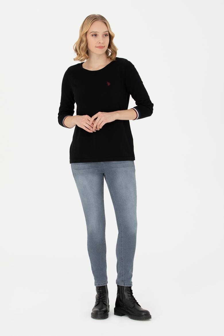 Kadın Siyah Bisiklet Yaka Kazak - 50277262015