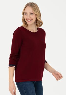 Kadın Bordo Bisiklet Yaka Kazak - 50277262022