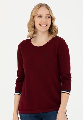 Kadın Bordo Bisiklet Yaka Kazak - 50277262022