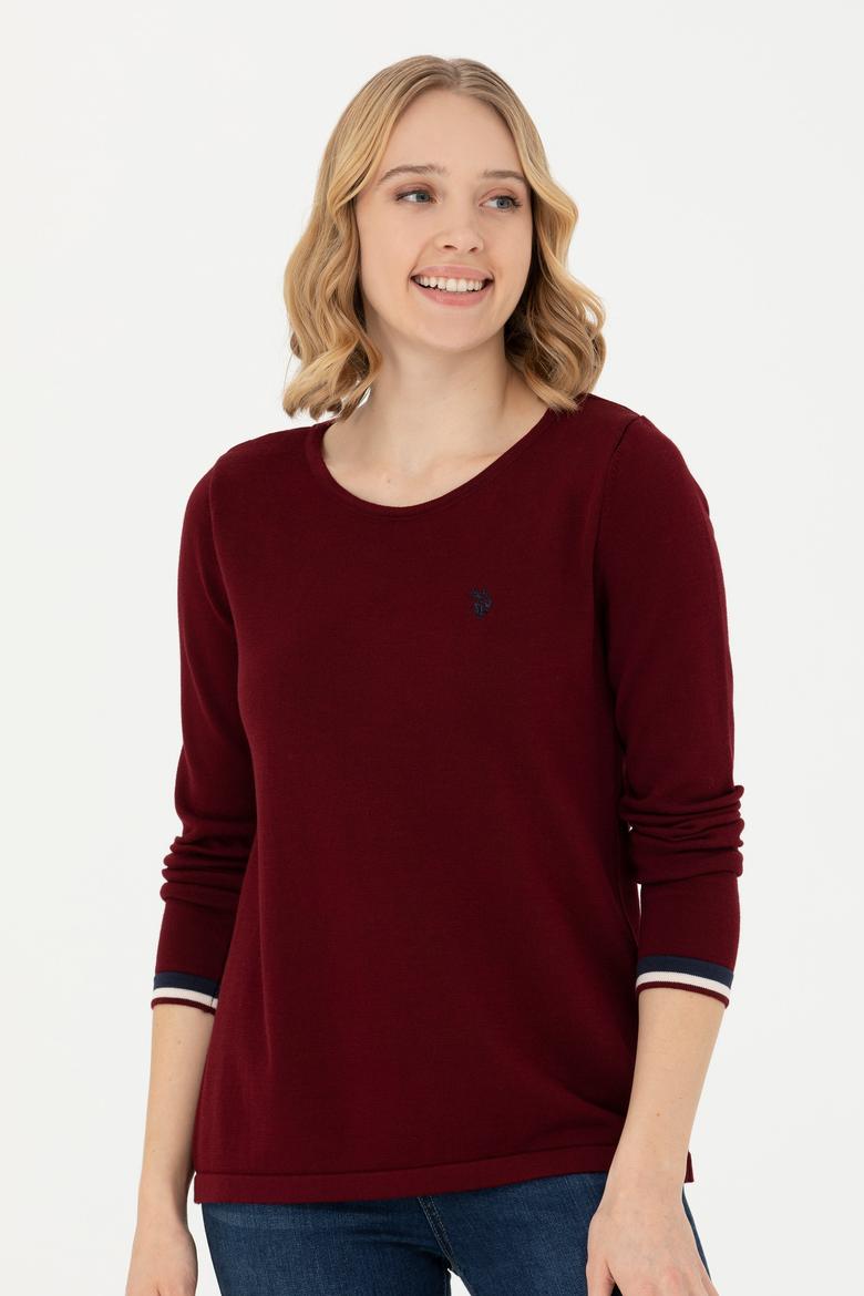 Kadın Bordo Bisiklet Yaka Kazak - 50277262022