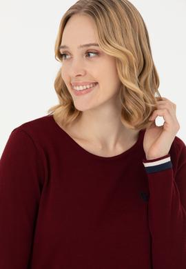 Kadın Bordo Bisiklet Yaka Kazak - 50277262022