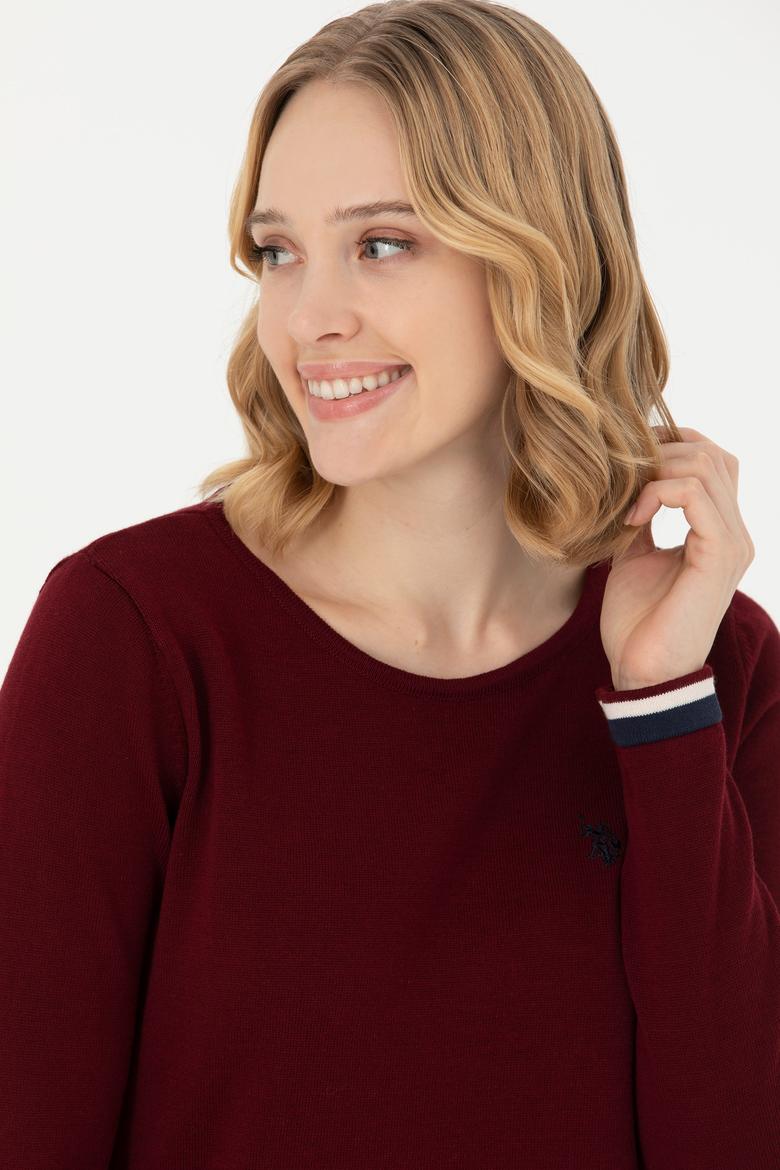 Kadın Bordo Bisiklet Yaka Kazak - 50277262022