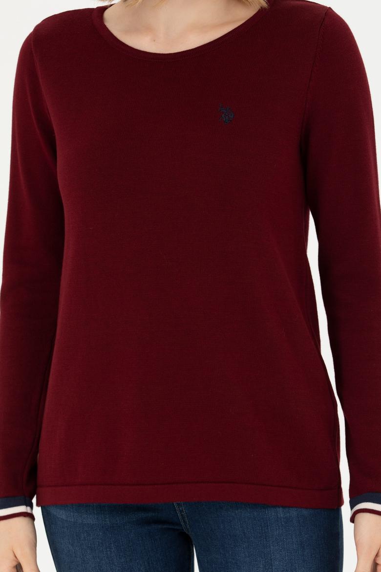 Kadın Bordo Bisiklet Yaka Kazak - 50277262022