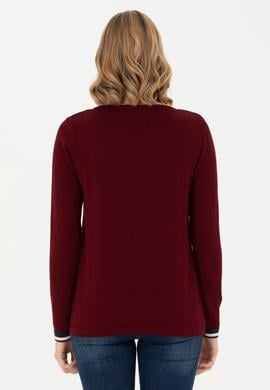 Kadın Bordo Bisiklet Yaka Kazak - 50277262022