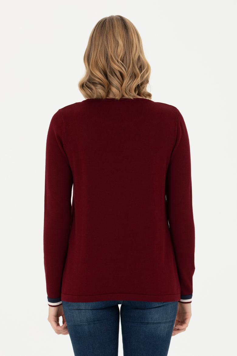 Kadın Bordo Bisiklet Yaka Kazak - 50277262022