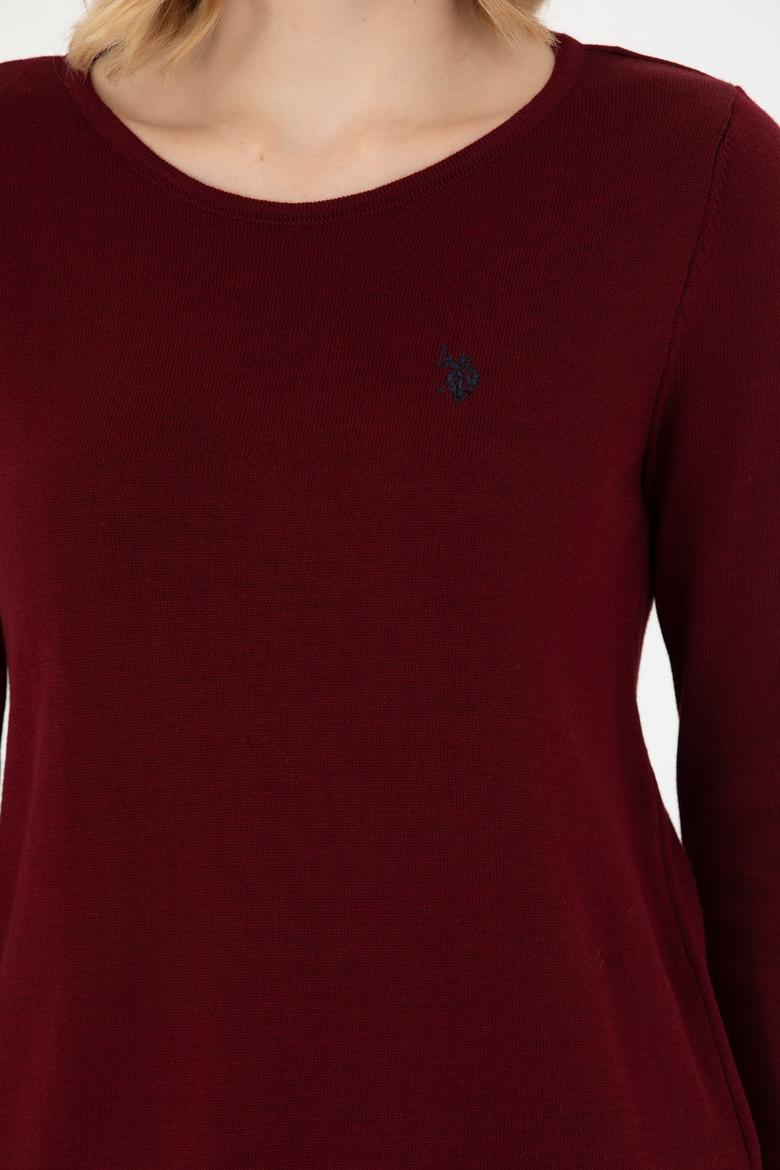 Kadın Bordo Bisiklet Yaka Kazak - 50277262022