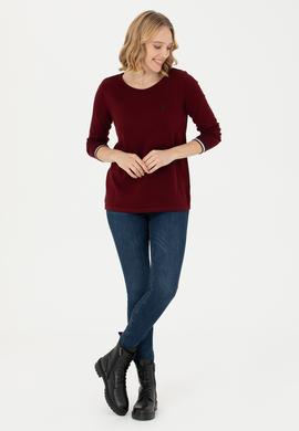 Kadın Bordo Bisiklet Yaka Kazak - 50277262022