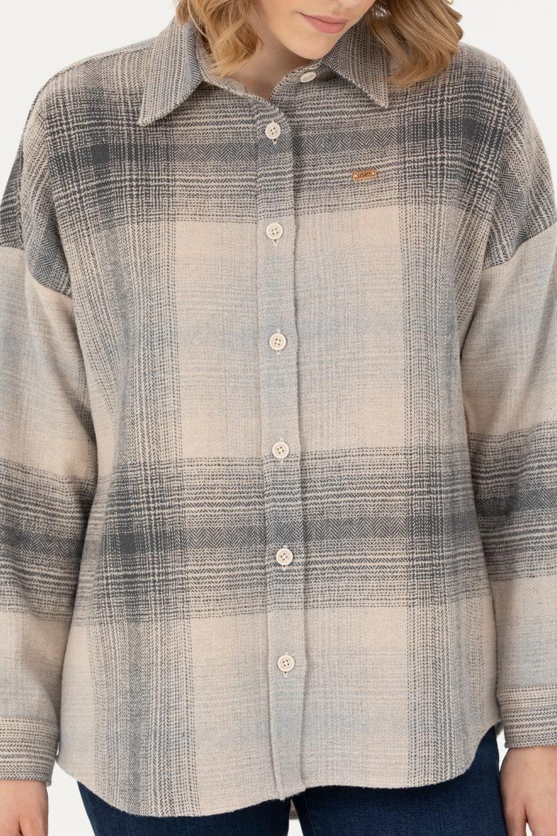 Kadın Gri Uzun Kollu Gömlek - 50277631021