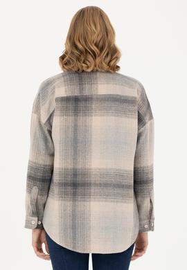 Kadın Gri Uzun Kollu Gömlek - 50277631021