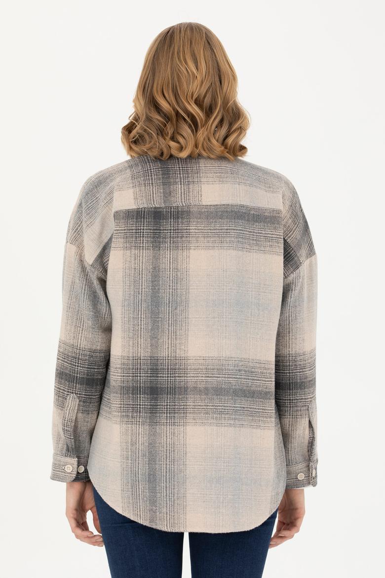 Kadın Gri Uzun Kollu Gömlek - 50277631021