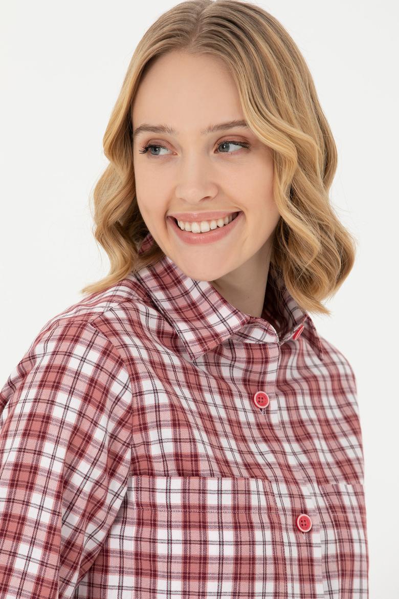 Kadın Pembe Uzun Kollu Gömlek - 50279868002