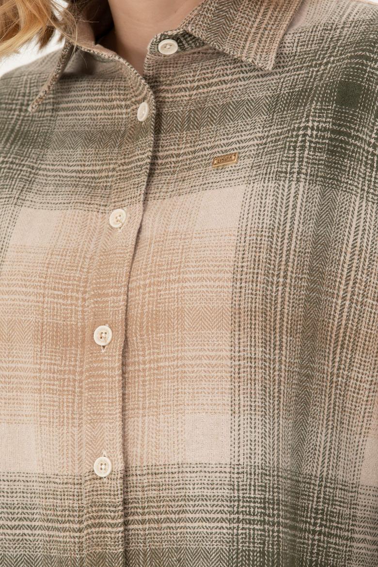 Kadın Haki Uzun Kollu Gömlek - 50277631029