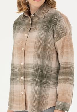 Kadın Haki Uzun Kollu Gömlek - 50277631029