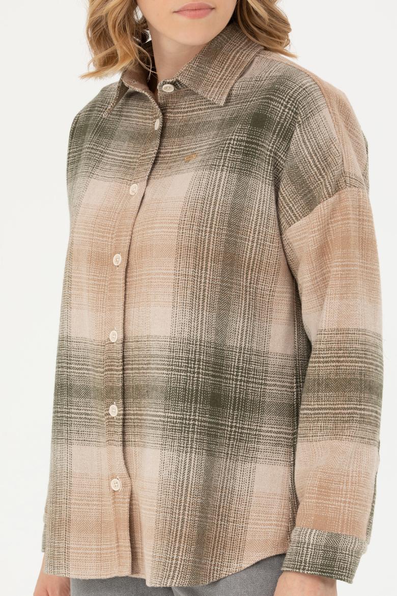 Kadın Haki Uzun Kollu Gömlek - 50277631029