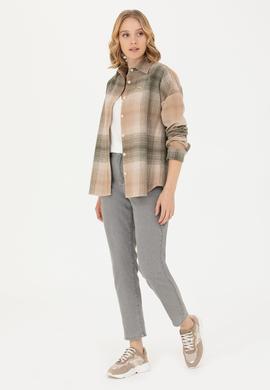 Kadın Haki Uzun Kollu Gömlek - 50277631029