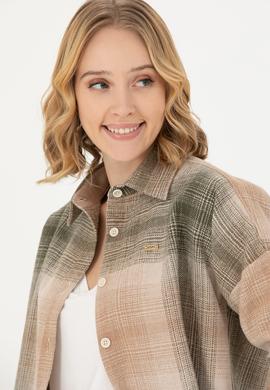 Kadın Haki Uzun Kollu Gömlek - 50277631029