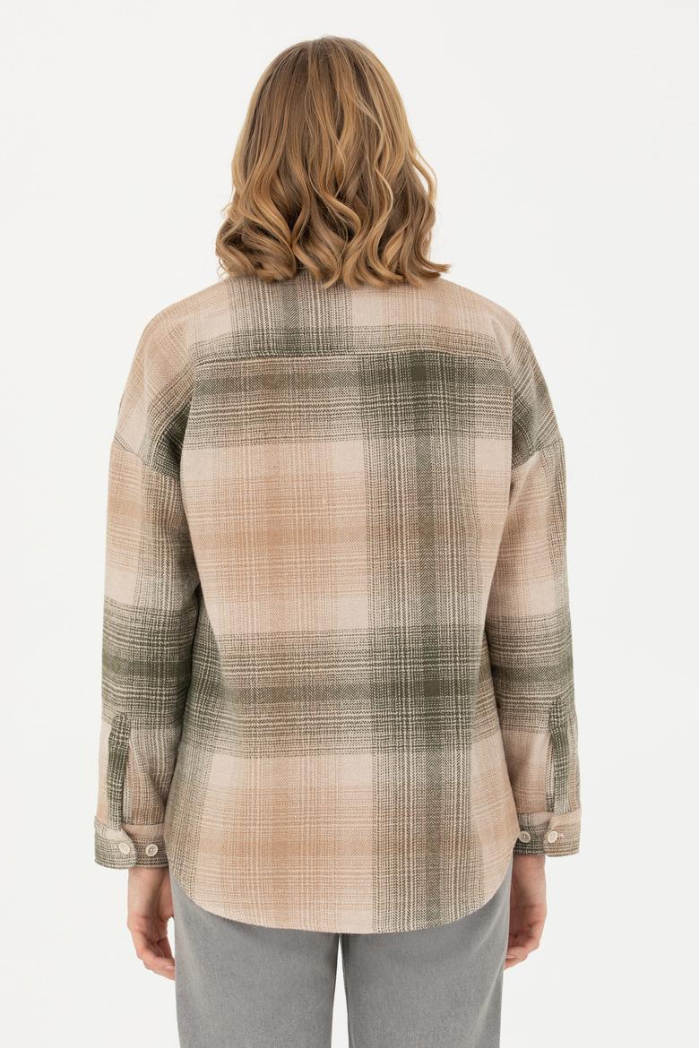 Kadın Haki Uzun Kollu Gömlek - 50277631029