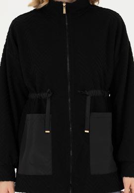 Kadın Siyah Fermuarlı Örme Hırka - 50276579008