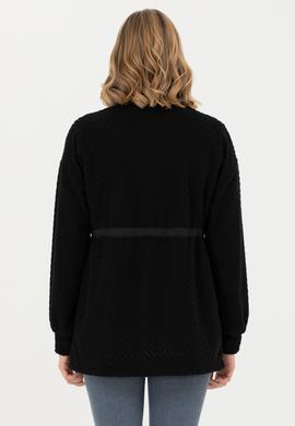 Kadın Siyah Fermuarlı Örme Hırka - 50276579008