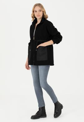 Kadın Siyah Fermuarlı Örme Hırka - 50276579008