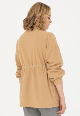 Kadın Kum Fermuarlı Örme Hırka - 50276579020