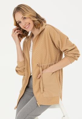 Kadın Kum Fermuarlı Örme Hırka - 50276579020