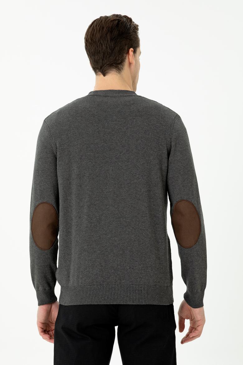 Erkek Antrasit Melanj Basic Triko Hırka - 50268939033