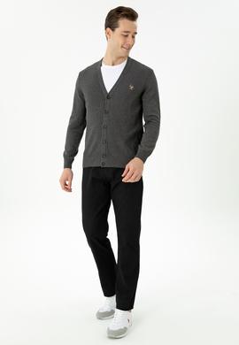 Erkek Antrasit Melanj Basic Triko Hırka - 50268939033