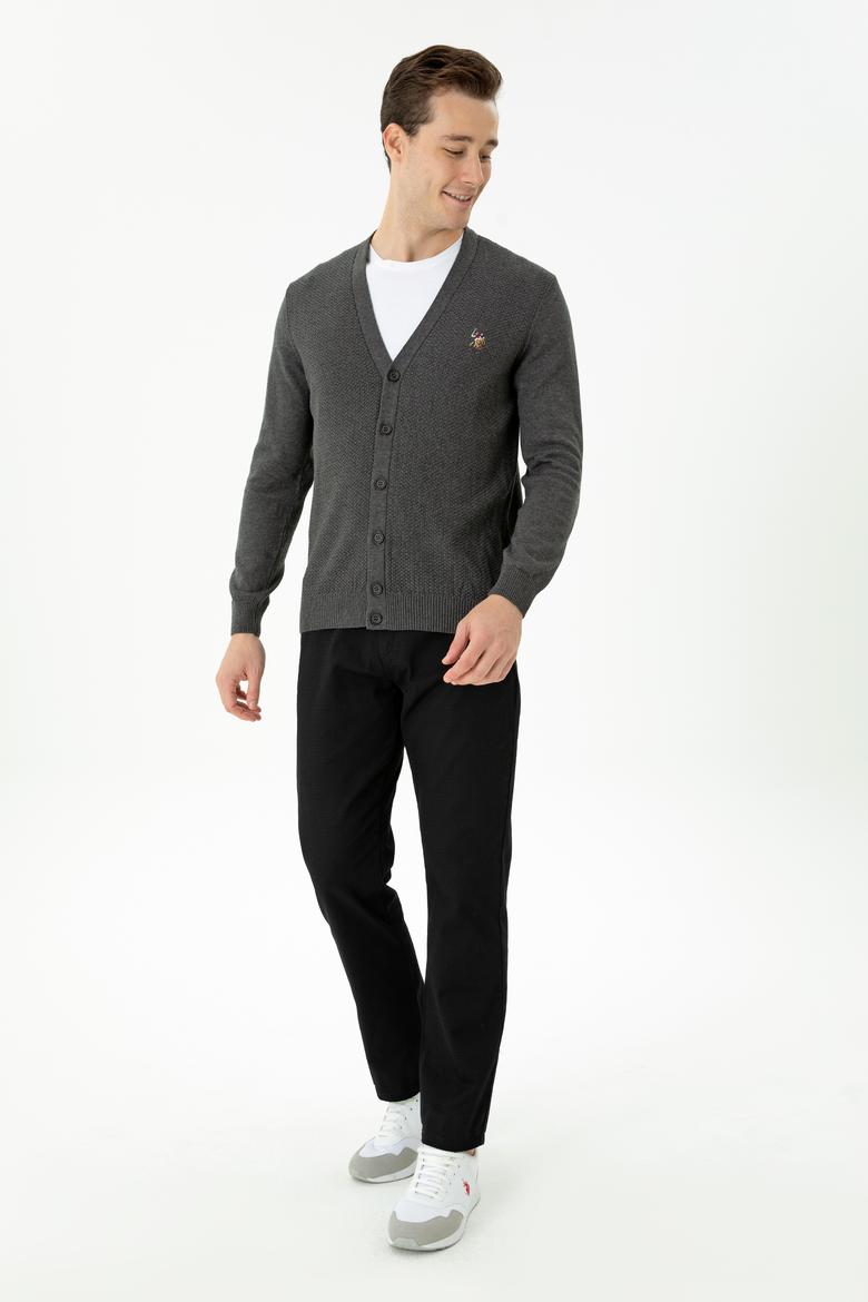 Erkek Antrasit Melanj Basic Triko Hırka - 50268939033