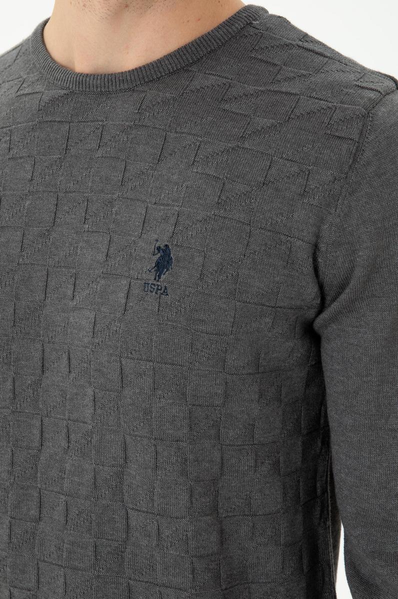 Erkek Antrasit Bisiklet Yaka Kazak