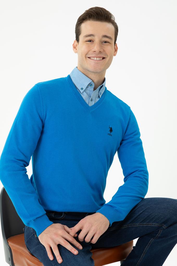 Erkek Kobalt Mavi Basic Kazak