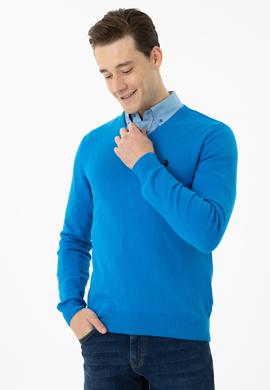 Erkek Kobalt Mavi Basic Kazak - 50269002060