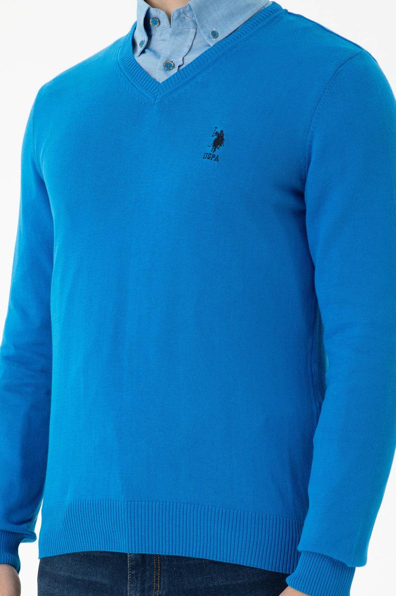 Erkek Kobalt V Yaka Kazak