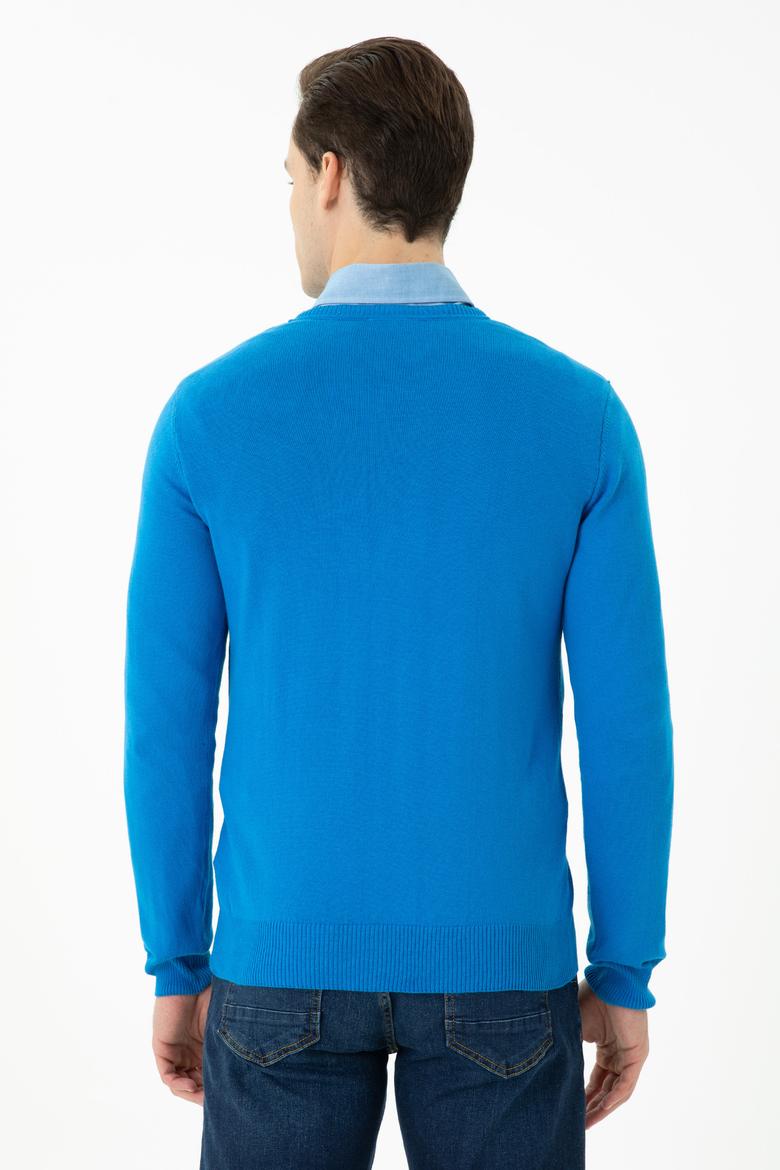 Erkek Kobalt Mavi Basic Kazak - 50269002060