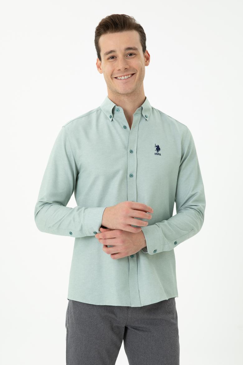 Erkek Mint Uzun Kollu Basic Gömlek