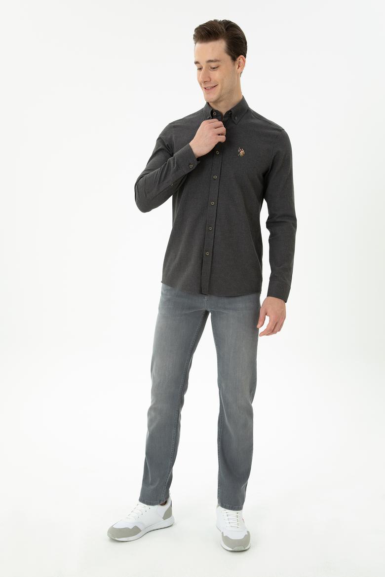 Erkek Antrasit Uzun Kollu Basic Gömlek - 50271275024