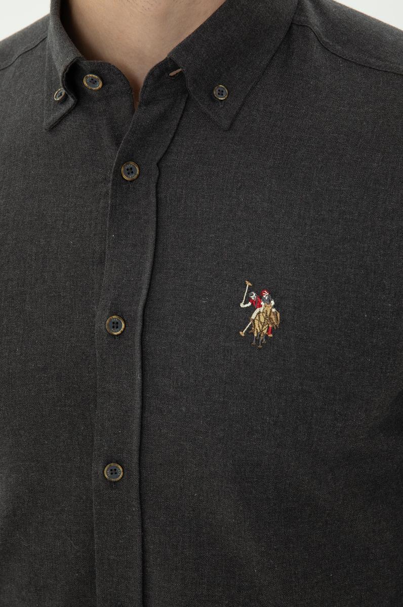 Erkek Antrasit Uzun Kollu Basic Gömlek