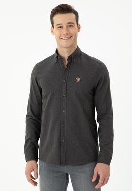 Erkek Antrasit Uzun Kollu Basic Gömlek - 50271275024