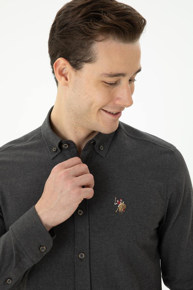 Erkek Antrasit Uzun Kollu Basic Gömlek - 50271275024