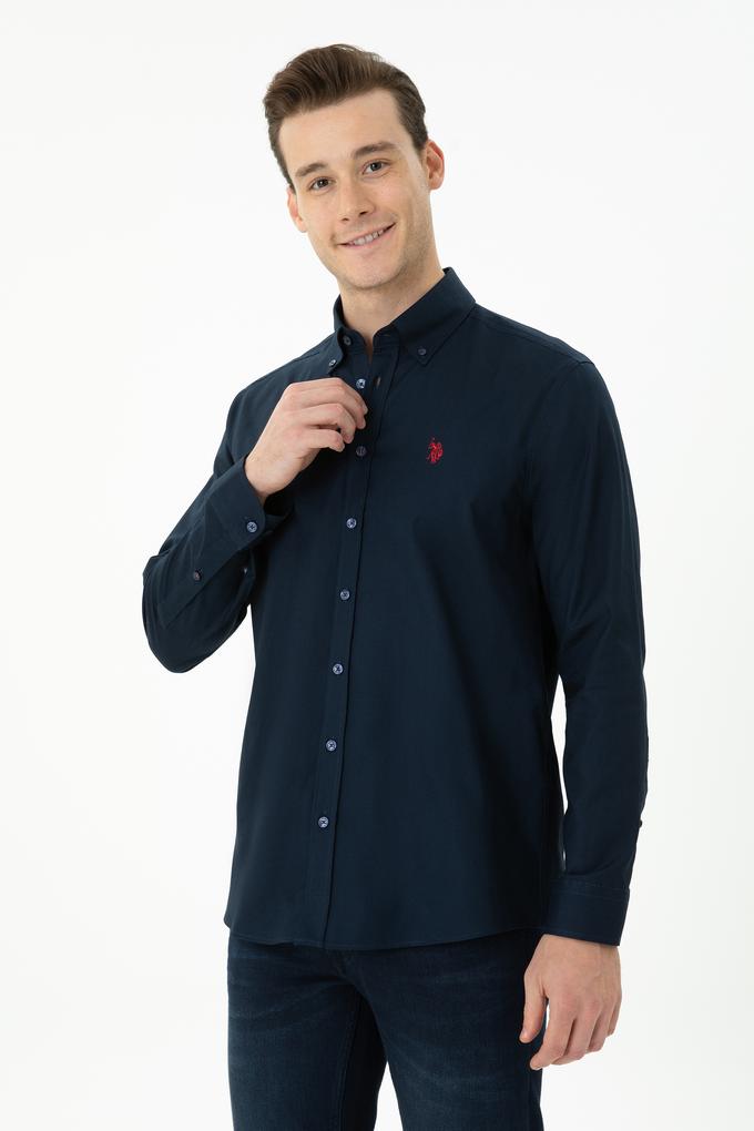 Erkek Lacivert Uzun Kollu Basic Gömlek