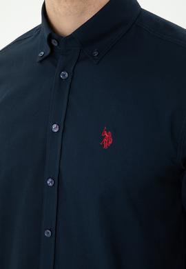 Erkek Lacivert Uzun Kollu Basic Gömlek - 50271278023