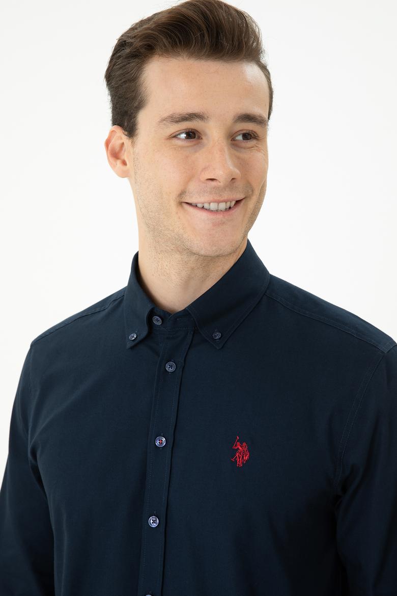 Erkek Lacivert Uzun Kollu Basic Gömlek - 50271278023