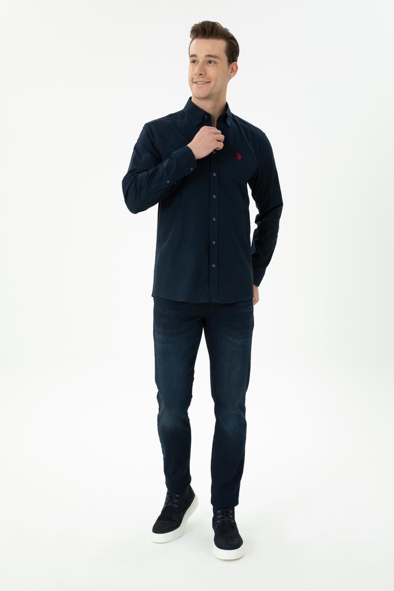 Erkek Lacivert Uzun Kollu Basic Gömlek - 50271278023