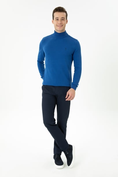 Erkek Slim Fit Lacivert Kanvas / Chino Pantolon