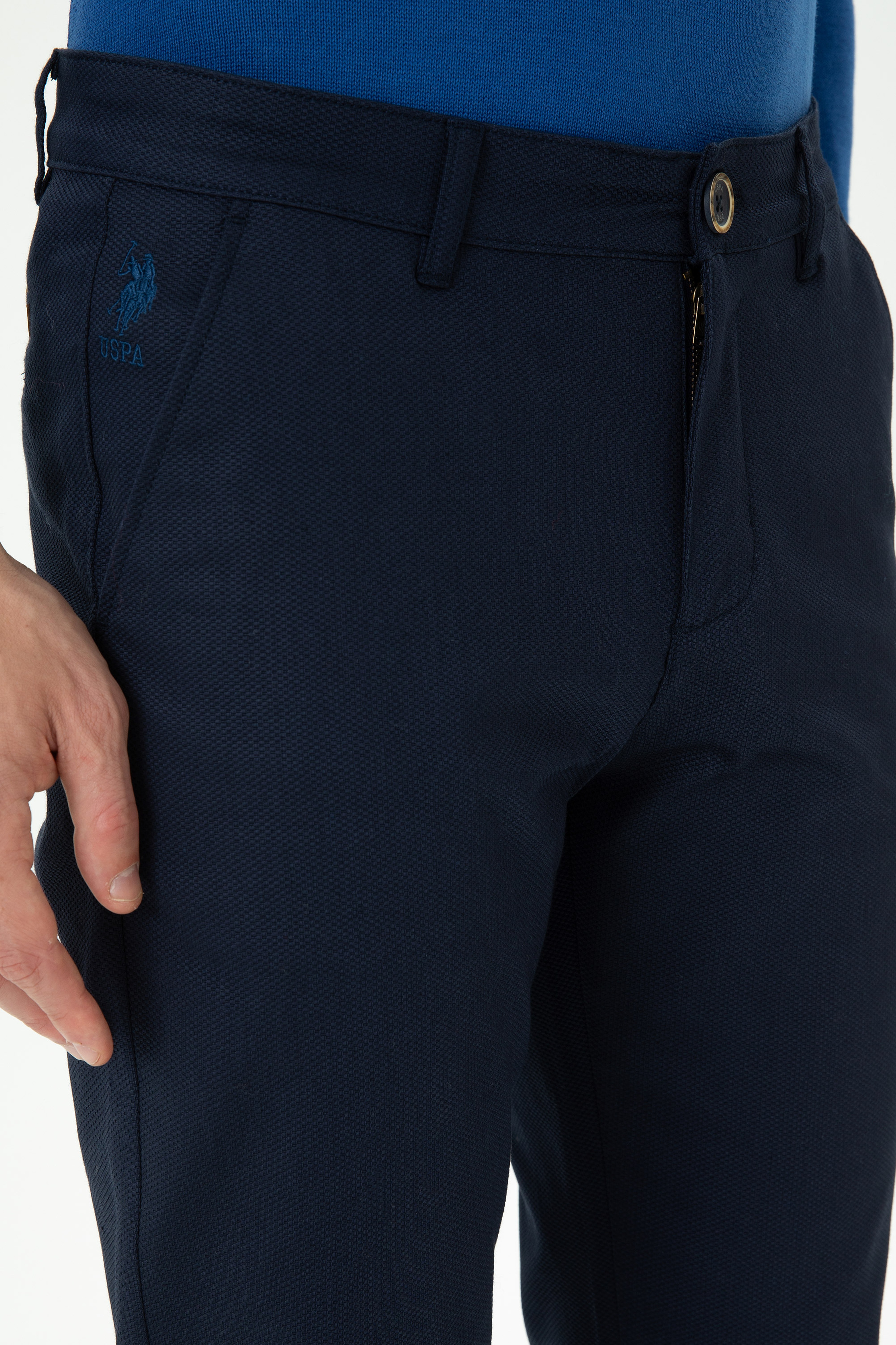 Erkek Slim Fit Lacivert Kanvas / Chino Pantolon