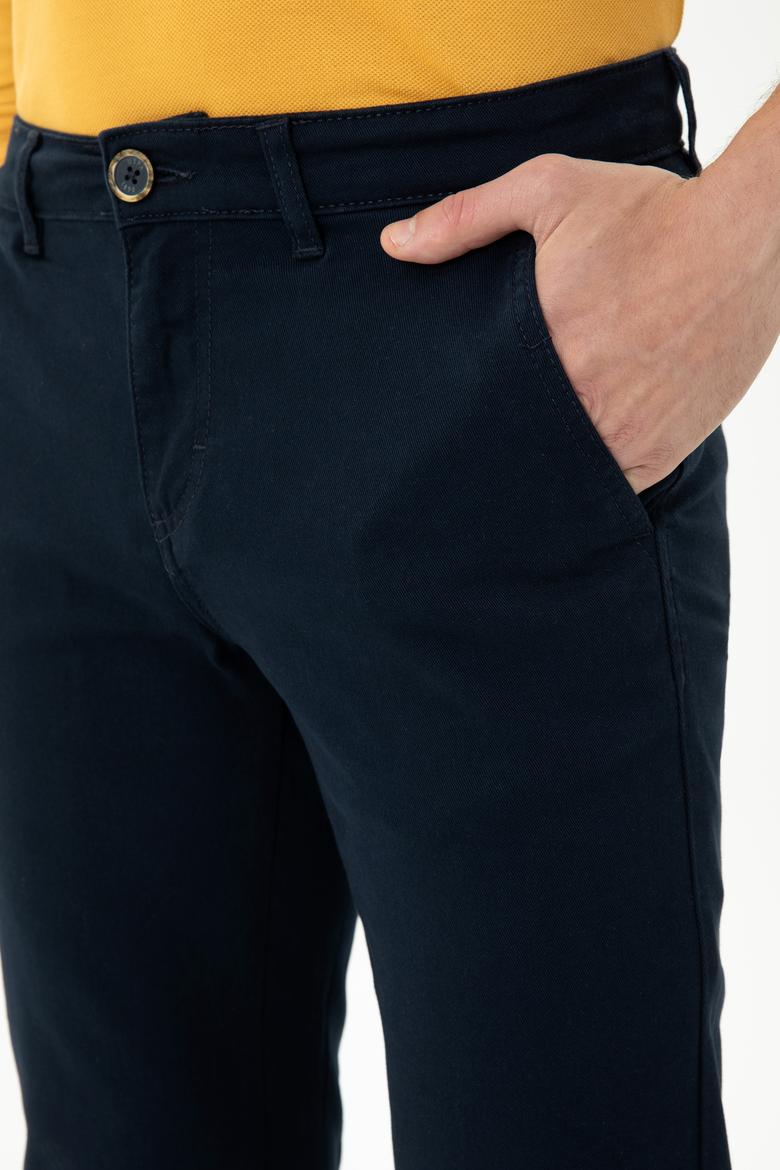 Erkek Slim Fit Lacivert Kanvas Pantolon - 50271467162